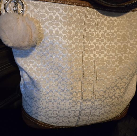 Coach Signature Cream and Brown Crossbody Bag #10944 - Picture 2 of 12